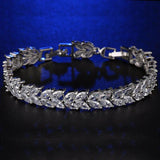 Zircon Leaf Shape Wedding Charm Bracelet for Women