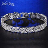 Zircon Leaf Shape Wedding Charm Bracelet for Women
