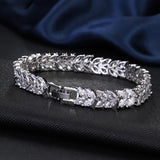 Zircon Leaf Shape Wedding Charm Bracelet for Women