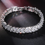 Zircon Leaf Shape Wedding Charm Bracelet for Women