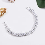 Zircon Leaf Shape Wedding Charm Bracelet for Women