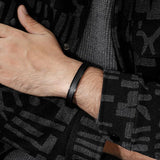 Men Leather Bracelet Stainless Steel Cuff Bangle Gift for Boyfriend Husband