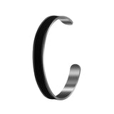 Men Leather Bracelet Stainless Steel Cuff Bangle Gift for Boyfriend Husband