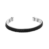 Men Leather Bracelet Stainless Steel Bangle