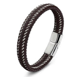 Adjustable Brown Staggered Stitching Men Bracelet Titanium Gift