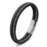Adjustable Brown Staggered Stitching Men Bracelet Titanium Gift