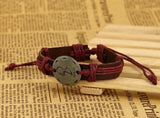 Women Men Silver Stainless Steel Leather Bracelets Jewelry Gift