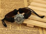 Women Men Silver Stainless Steel Leather Bracelets Jewelry Gift