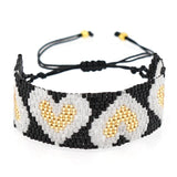 Go2BoHo 3 Piece Bracelet Set Crystal Woven Heart Rhinestone Cuff