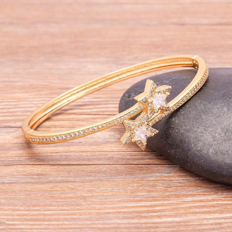 European Charm Star Plated Zircon Bracelet Bangle for Women