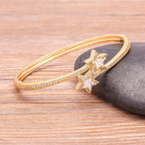 European Charm Star Plated Zircon Bracelet Bangle for Women
