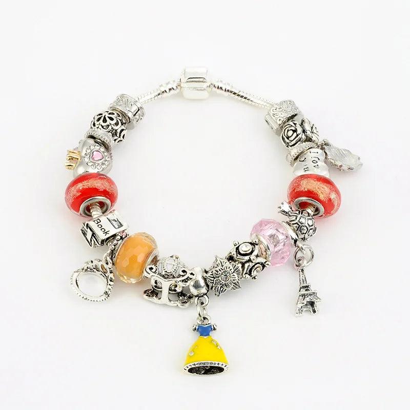 European Pan Anime Princess Bracelet Flower Beads Bangles
