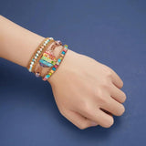 Vintage Chakra Heart Shape Wrap Stone Beads Bracelet