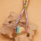 Vintage Chakra Heart Shape Wrap Stone Beads Bracelet