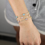 Tennis Chain Bracelet Filled Pink Tophus Purple Flower Romantic