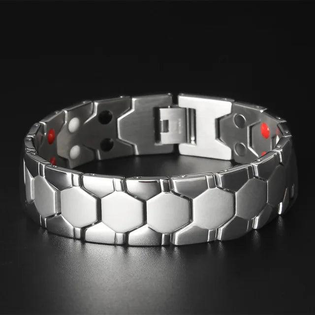 18MM Wide Health Magnet Bracelet Stainless Steel Mens Bracelet