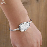 Pearl Beads Open Cuff Bangle Pearl Bracelet Wire Wrapped Copper Bracelet