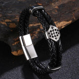 Multicolor Double Layer Woven Leather Bracelet Bangle for Women Men
