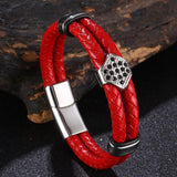 Multicolor Double Layer Woven Leather Bracelet Bangle for Women Men