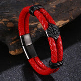 Multicolor Double Layer Woven Leather Bracelet Bangle for Women Men