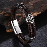 Multicolor Double Layer Woven Leather Bracelet Bangle for Women Men