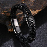 Multicolor Double Layer Woven Leather Bracelet Bangle for Women Men