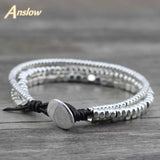 Anslow Antique Silver Plated Leather Bracelet
