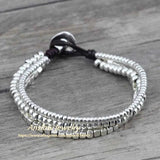 Anslow Antique Silver Plated Leather Bracelet