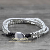 Anslow Antique Silver Plated Leather Bracelet