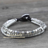 Anslow Antique Silver Plated Leather Bracelet