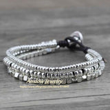 Anslow Antique Silver Plated Leather Bracelet