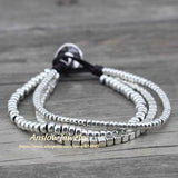 Anslow Antique Silver Plated Leather Bracelet