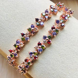 Sparkling Rose Multicolor CZ Flower Women Bracelet Lucky Blossom