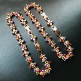Sparkling Rose Multicolor CZ Flower Women Bracelet Lucky Blossom