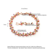 Sparkling Rose Multicolor CZ Flower Women Bracelet Lucky Blossom