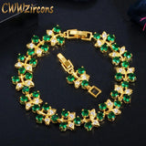 Leaf Indian Yellow Green Zirconia Bracelet Bangle Women Jewelry