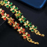 Leaf Indian Yellow Green Zirconia Bracelet Bangle Women Jewelry