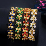 Leaf Indian Yellow Green Zirconia Bracelet Bangle Women Jewelry