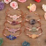 Wire Wrapped Citrine Quartz Chip Beads Cuff Bangle Bracelet