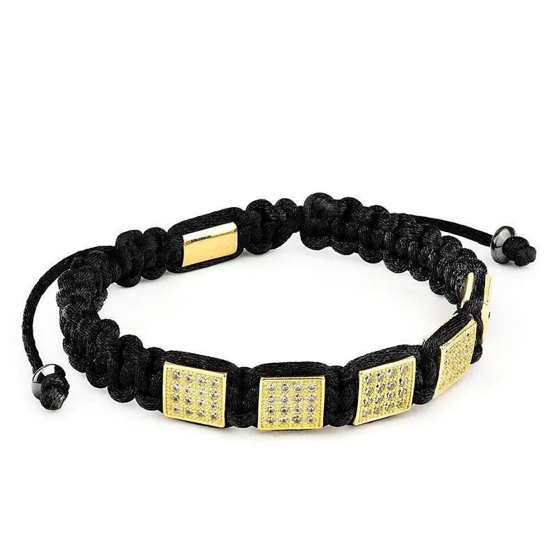Zircon Hip Hop Bracelets Men Jewelry Cubic Micro Pave CZ Charm Braided