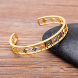 Nidin Classic Zircon Star Cuff Bracelet Women Party Wedding Jewelry