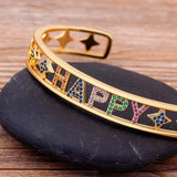 Nidin Classic Zircon Star Cuff Bracelet Women Party Wedding Jewelry