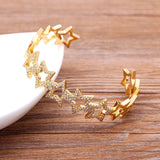 Nidin Classic Zircon Star Cuff Bracelet Women Party Wedding Jewelry