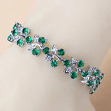 Green CZ Bracelet Bangle 925 Mark Jewelry Costume Adjustable Length