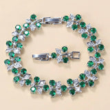 Green CZ Bracelet Bangle 925 Mark Jewelry Costume Adjustable Length