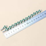 Green CZ Bracelet Bangle 925 Mark Jewelry Costume Adjustable Length
