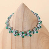 Green CZ Bracelet Bangle 925 Mark Jewelry Costume Adjustable Length