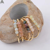 Rainbow Fluorite Stone Chip Beads Cuff Bangles Bracelet