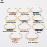 Rainbow Fluorite Stone Chip Beads Cuff Bangles Bracelet