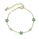 Delicate Flower Charm Cz Link Chain Bracelet For Women